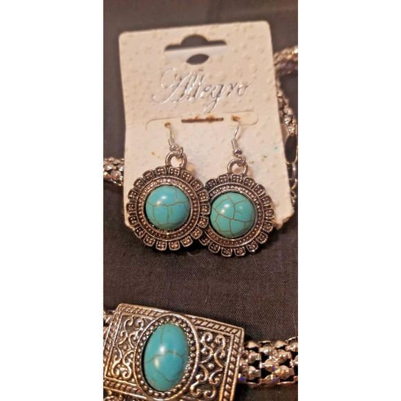 Allegro Turquoise Pendant Necklace & Earring Set New with tag - Picture 4 of 9